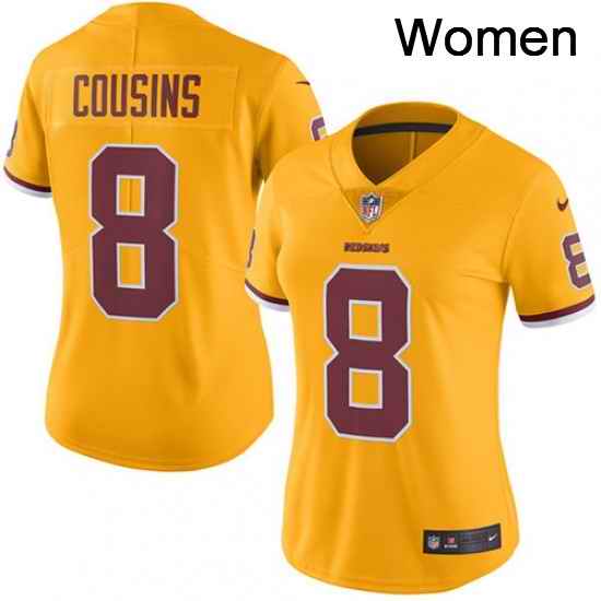Womens Nike Washington Redskins 8 Kirk Cousins Limited Gold Rush Vapor Untouchable NFL Jersey